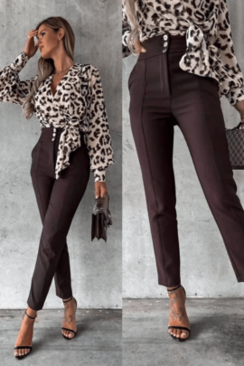 SUPER HIGH WAISTED PANTS  BROWN