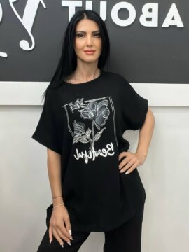ΜΠΛΟΥΖΑ ΜΕ ΑΣΗΜΙ ΤΥΠΩΜΑ ΜΑΥΡΗ