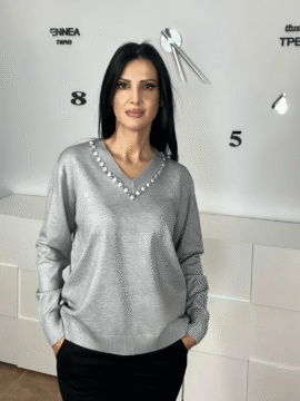 ΠΛΕΚΤΗ ΜΠΛΟΥΖΑ ΜΕ ΣΤΡΑΣ ΓΚΡΙ