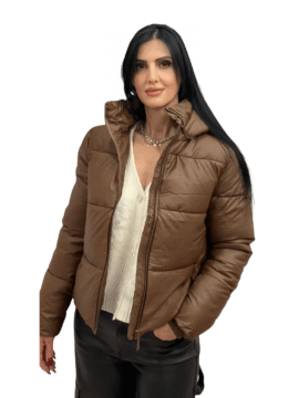ΜΠΟΥΦΑΝ PUFFER ΚΑΜΕΛ ΔΕΡΜΑΤΙΝΙ