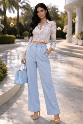 ELEGANT SKY WIDE LEG ΠΑΝΤΕΛΟΝΑ ΜΕ ΠΙΕΤΑ ΣΙΕΛ