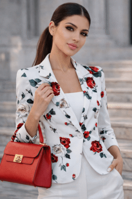ELEGANT SLIM ΣΑΚΑΚΙ FLORAL ΛΕΥΚΟ