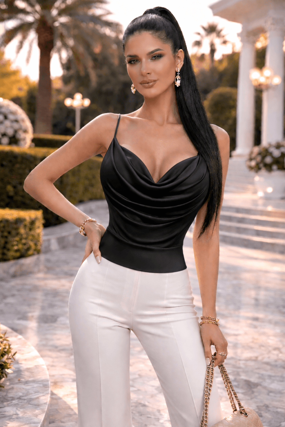 THE DRAPED TOP ΜΑΥΡΟ