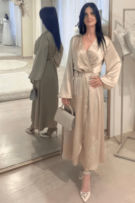 ELEGANT ΣΑΤΕΝ ΦΟΡΕΜΑ ΜΕ ΣΤΡΑΣ ΜΠΕΖ