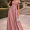 ΦΟΡΕΜΑ ΜΑΞΙ ΣΑΤΕΝ ΜΕ OFF SHOULDER ΛΑΙΜΟΚΟΨΗ ΣΟΜΟΝ