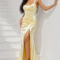 LEMON SATIN CORSET MAXI DRESS