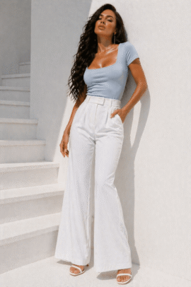 SLIM FIT ΜΠΛΟΥΖΑ ΜΕ ΤΕΤΡΑΓΩΝΟ ΝΤΕΚΟΛΤΕ ΣΙΕΛ
