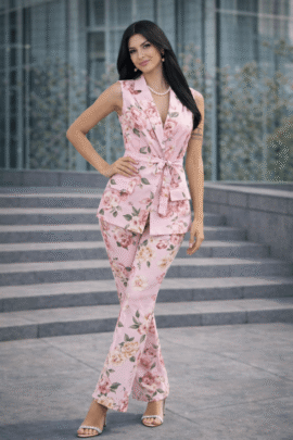 FLORAL ELEGANT SUMMER SET ΡΟΖ