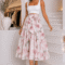 SATIN FLORAL MIDI ΦΟΥΣΤΑ ΜΕ ΦΙΟΓΚΟ ΡΟΖ