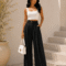 PLEATED WIDE LEG PANTS ΜΑΥΡΟ