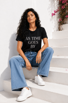 AS TIME GOES BY STRASS T-SHIRT ΜΑΥΡΟ