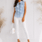 RUFFLE DETAIL SLEEVELESS BLOUSE ΣΙΕΛ