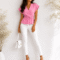 WRAP STYLE BLOUSE WITH BELT ΡΟΖ