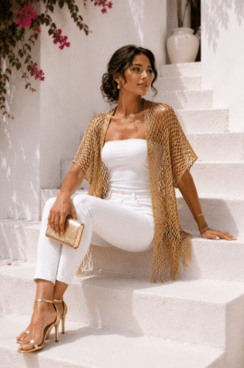 PONCHO LUREX NET GOLD