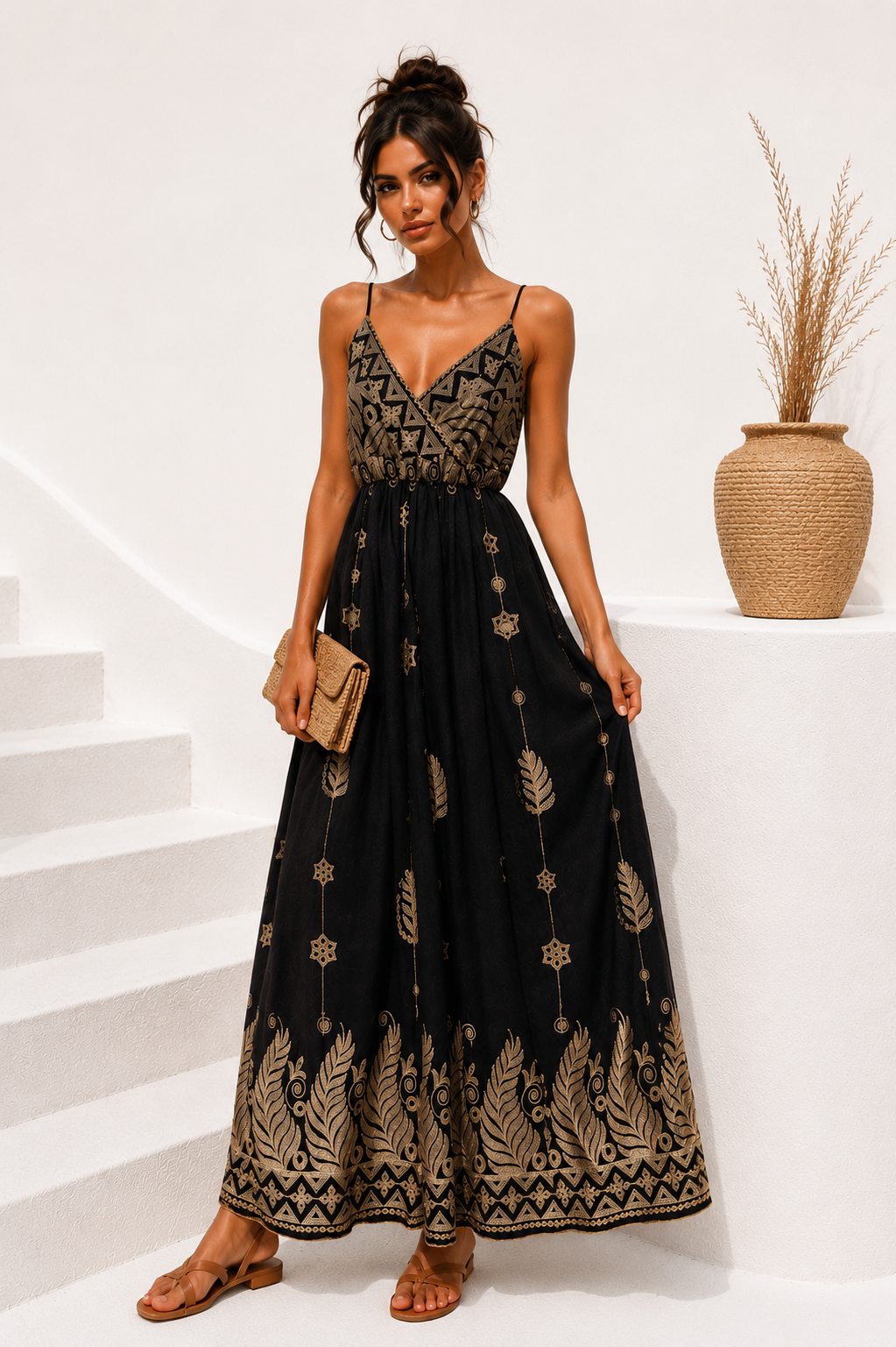 TROPICAL BLOOM MAXI DRESS ΜΑΥΡΟ - Image 2