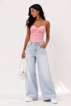 ROMANTIC BLOSSOM CORSET TOP ΡΟΖ