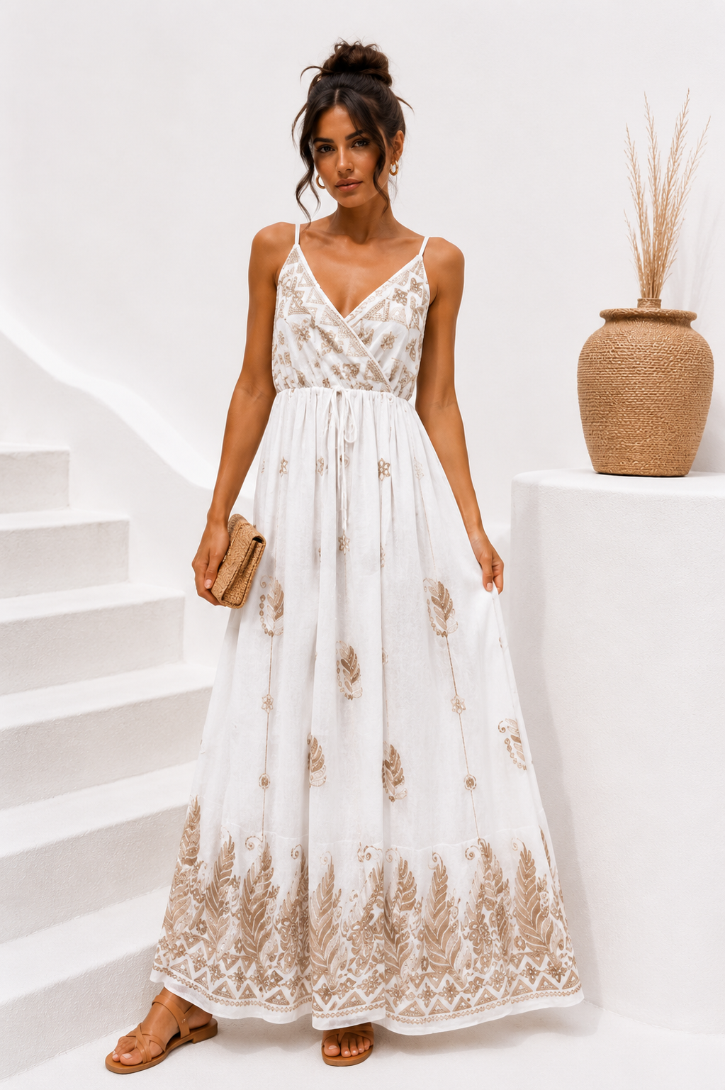 TROPICAL BLOOM MAXI DRESS ΑΣΠΡΟ - Image 2