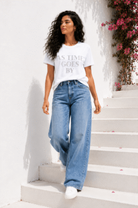 AS TIME GOES BY STRASS T-SHIRT ΑΣΠΡΟ