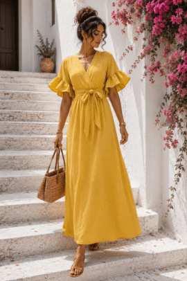 LUNA RUFFLE MAXI DRESS ΚΙΤΡΙΝΟ