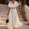 SATIN PLEATED MAXI DRESS ΑΣΠΡΟ