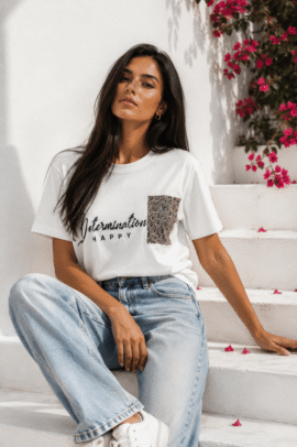 ANIMAL PRINT POCKET OVERSIZE T-SHIRT ΛΕΥΚΟ