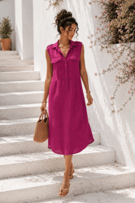 BELLA SUNSET MIDI DRESS ΦΟΥΞΙΑ