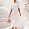LUMIÈRE BLOOM PLEATED DRESS ΑΣΠΡΟ