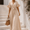 LUNA RUFFLE MAXI DRESS ΜΠΕΖ