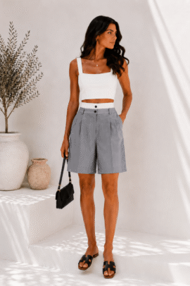 TAILORED BERMUDA SHORTS ΓΚΡΙ