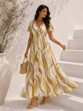 ABSTRACT MAXI ΦΟΡΕΜΑ ΜΕ ΑΕΡΙΝΟ ΜΑΝΙΚΙ LEMON
