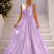 LUXURY ΣΑΤΕΝ PLUS SIZE ΦΟΡΕΜΑ ΣΕ PASTEL ΛΙΛΑ