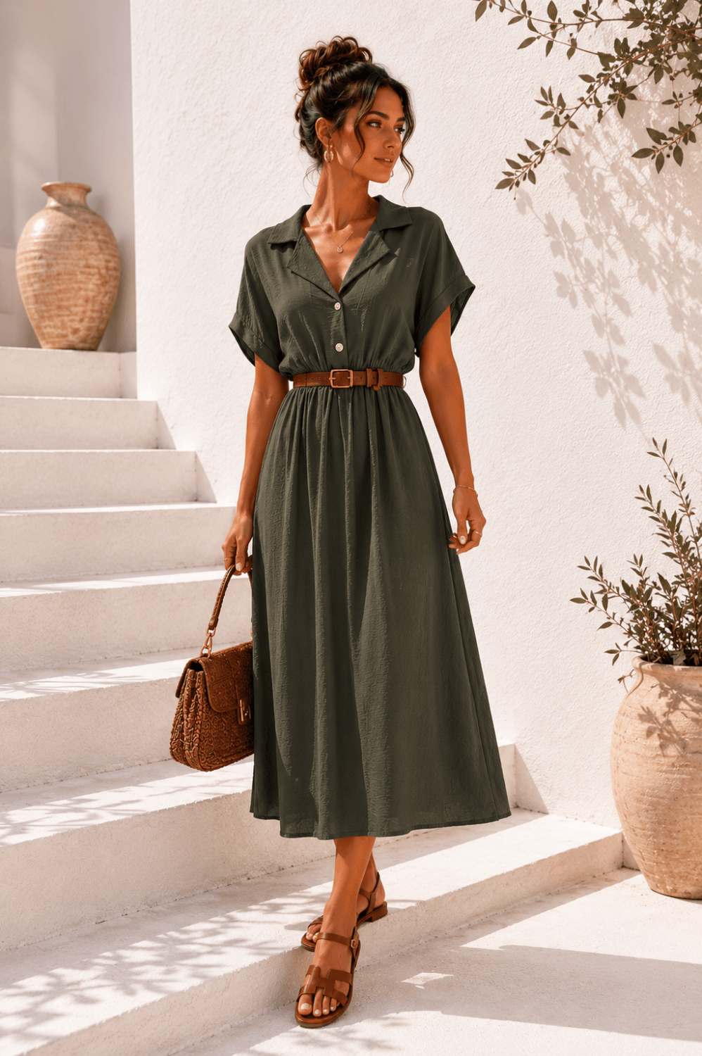 SAFARI CHIC MIDI DRESS ΧΑΚΙ