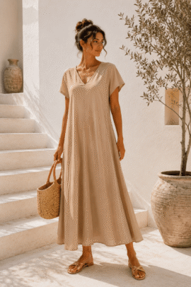 FLOW MAXI DRESS ΜΠΕΖ