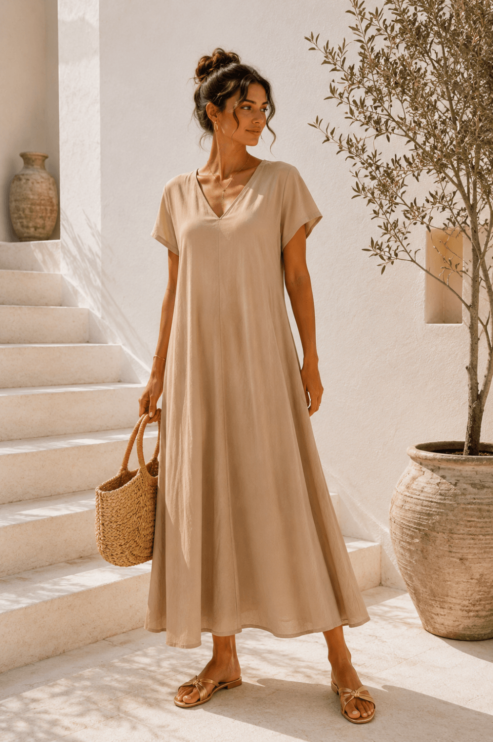 FLOW MAXI DRESS ΜΠΕΖ