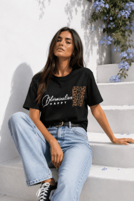 ANIMAL PRINT POCKET OVERSIZED T-SHIRT ΜΑΥΡΟ