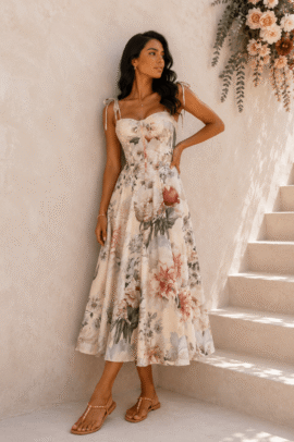 FLORAL MIDI ΦΟΡΕΜΑ ΜΕ ΡΟΜΑΝΤΙΚΟ PRINT LEMON