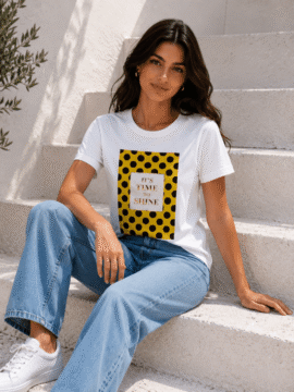 T-SHIRT ΠΟΥΑ ΚΙΤΡΙΝΟ&ΚΑΦΕ