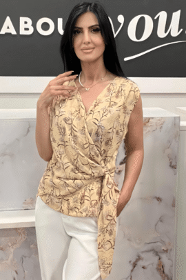 ΜΠΛΟΥΖΑ FLORAL ΚΡΟΥΑΖΕ ΜΕ ΔΕΣΙΜΟ ΚΙΤΡΙΝΟ