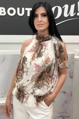 FLORAL ΑΕΡΙΝΟ ΜΠΛΟΥΖΑΚΙ ΚΑΦΕ