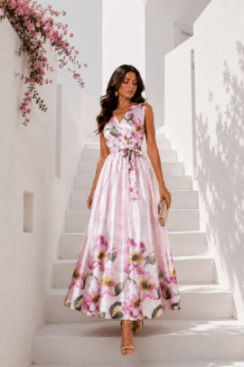 FLORAL ΦΟΡΕΜΑ ΣΑΤΕΝ ΡΟΖ