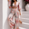 ΣΑΤΕΝ FLORAL ΣΕΤ ΜΕ CROP TOP & ΠΑΝΤΕΛΟΝΑ ΡΟΖ