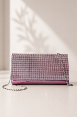ΤΣΑΝΤΑ CLUTCH ΦΟΥΞΙΑ&ΣΤΡΑΣ