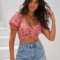 CROP TOP FLORAL  – ΚΟΚΚΙΝΟ