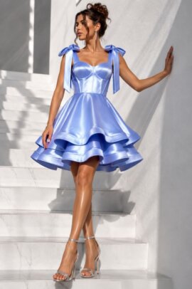 ΣΑΤΕΝ GIRLY MINI DRESS ΣΙΕΛ