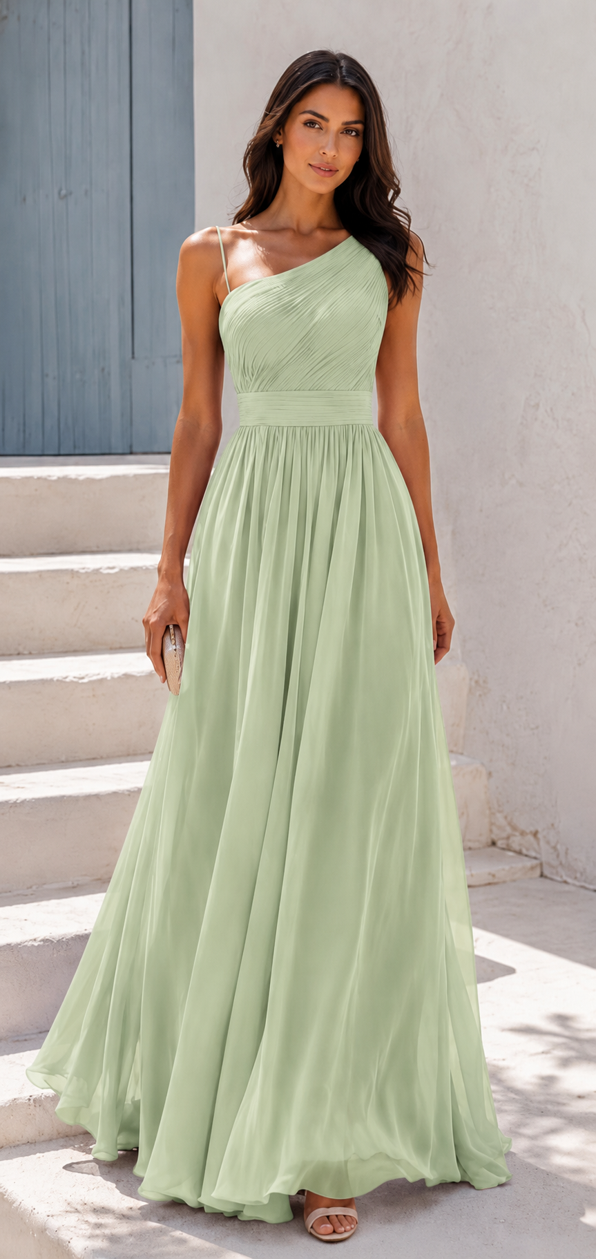 ΦΟΡΕΜΑ MAXI ONE SHOULDER ΑΠΟ ΟΡΓΑΝΤΖΑ ΦΥΣΤΙΚΙ