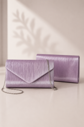 ΤΣΑΝΤΑ CLUTCH ΡΟΖ ΑΠΑΛΟ ΜΕΤΑΛΙΖΕ