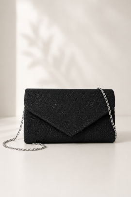 ΤΣΑΝΤΑ CLUTCH ΜΑΥΡΗ ΜΕΤΑΛΙΖΕ