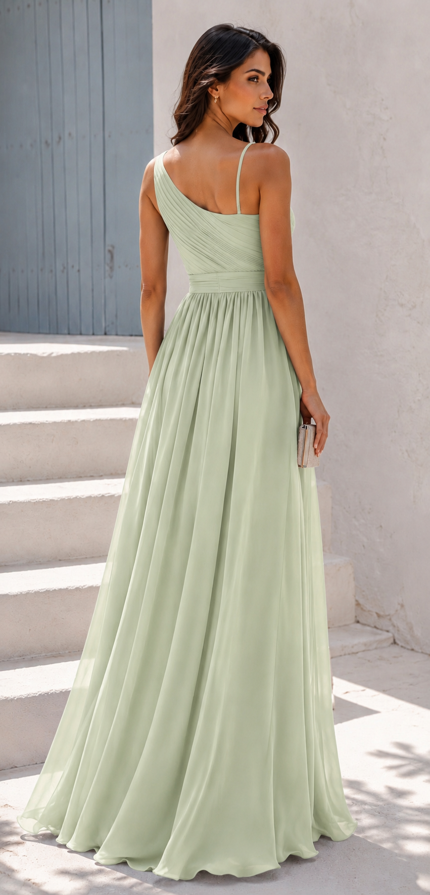 ΦΟΡΕΜΑ MAXI ONE SHOULDER ΑΠΟ ΟΡΓΑΝΤΖΑ ΦΥΣΤΙΚΙ - Image 2