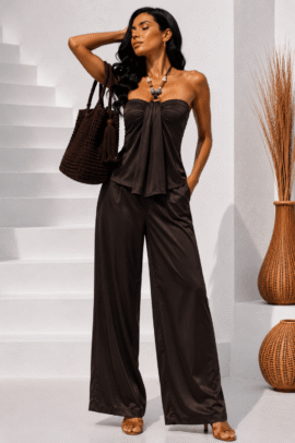 SEASIDE ELEGANCE SATIN SET ΚΑΦΕ