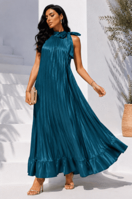 EATED SATIN ELEGANCE MAXI DRESS ΠΕΤΡΟΛ